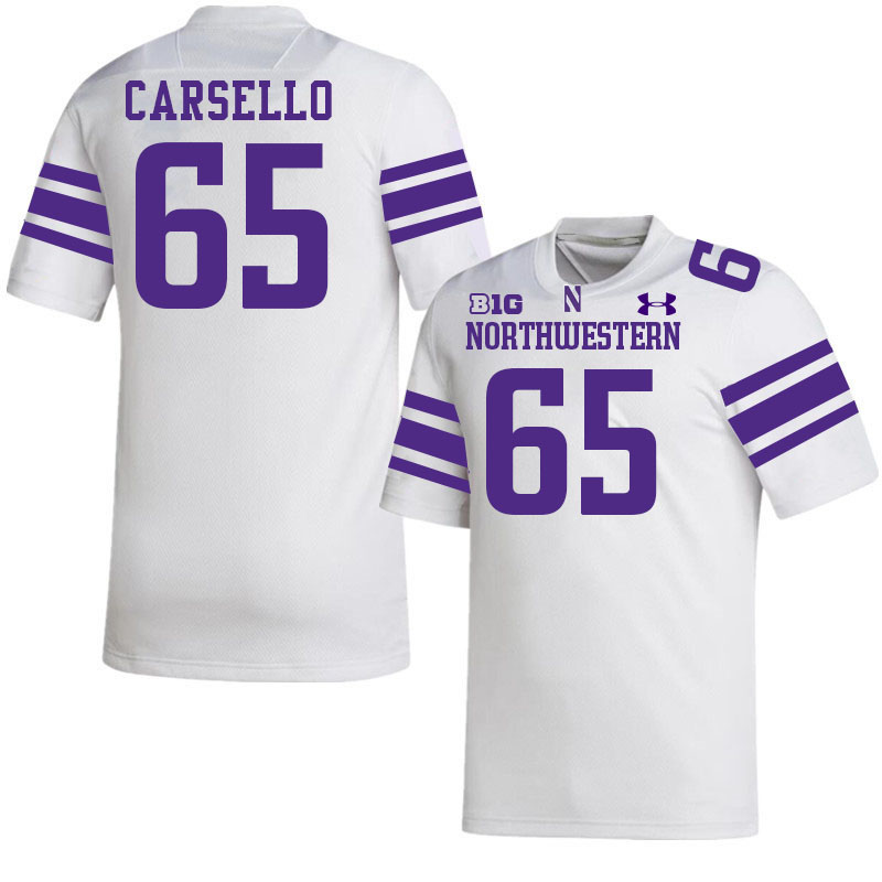 Northwestern Wildcats #65 Jackson Carsello College Football Jerseys Stitched-White